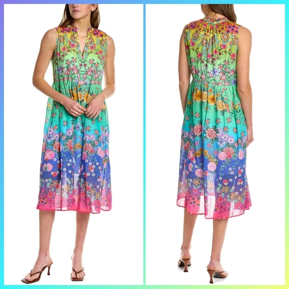 Johnny Was Rainbow Field Ruffle Tank Dress